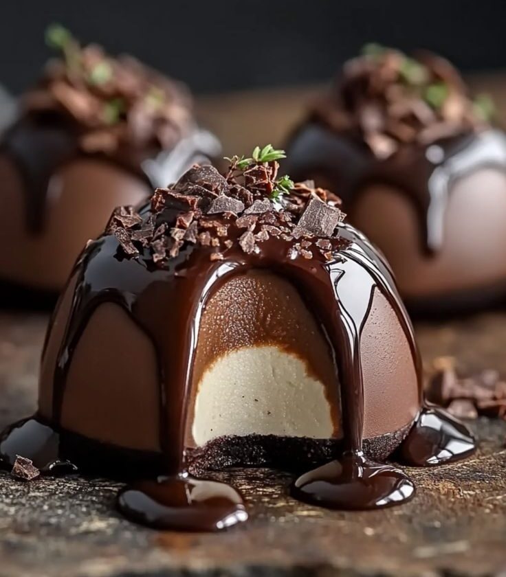 Salted Caramel Chocolate Mousse Domes