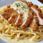 Crispy Chicken with Creamy Pasta