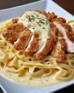 Crispy Chicken with Creamy Pasta