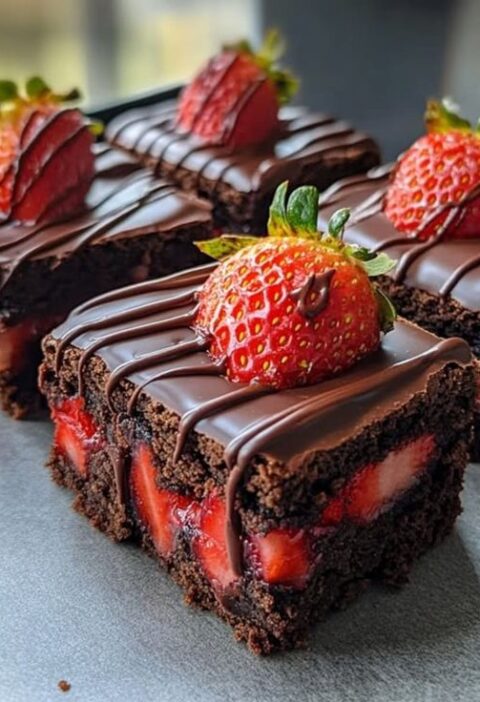 Chocolate-Covered Strawberry Brownies
