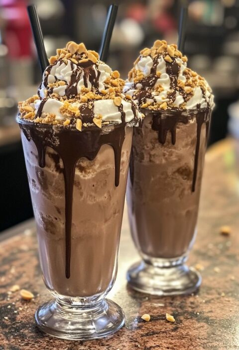 Epic Peanut Butter Chocolate Milkshakes