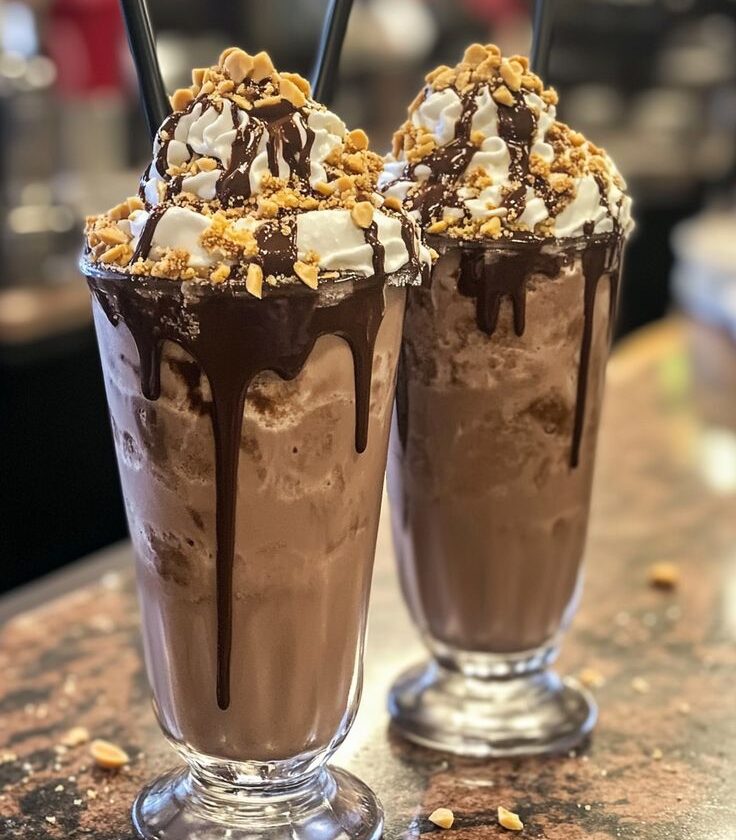 Epic Peanut Butter Chocolate Milkshakes