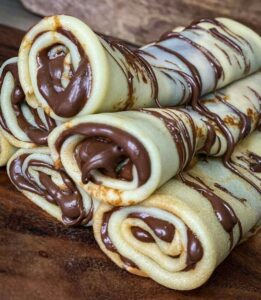 Handmade Chocolate-Filled Rolled Crêpes