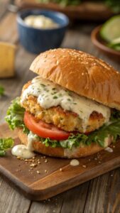 Cheddar Ranch Chicken Burgers