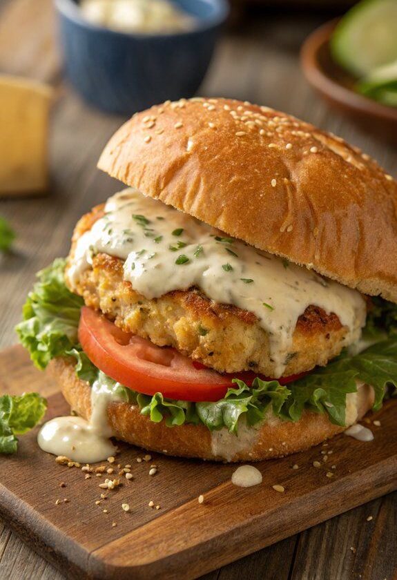 Cheddar Ranch Chicken Burgers