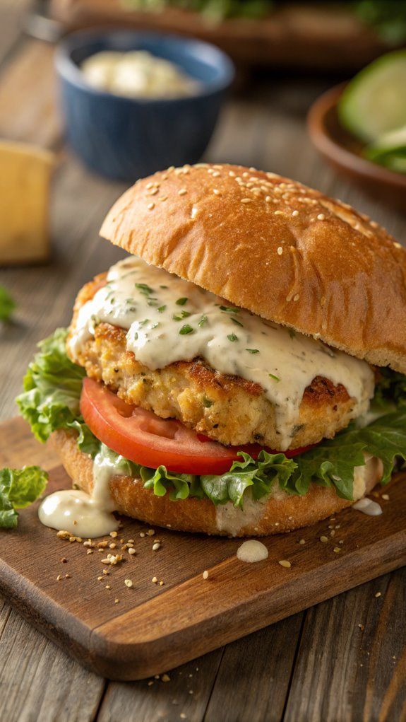 Cheddar Ranch Chicken Burgers 