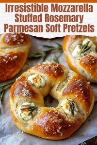 Irresistible Mozzarella Stuffed Rosemary Parmesan Soft Pretzels
