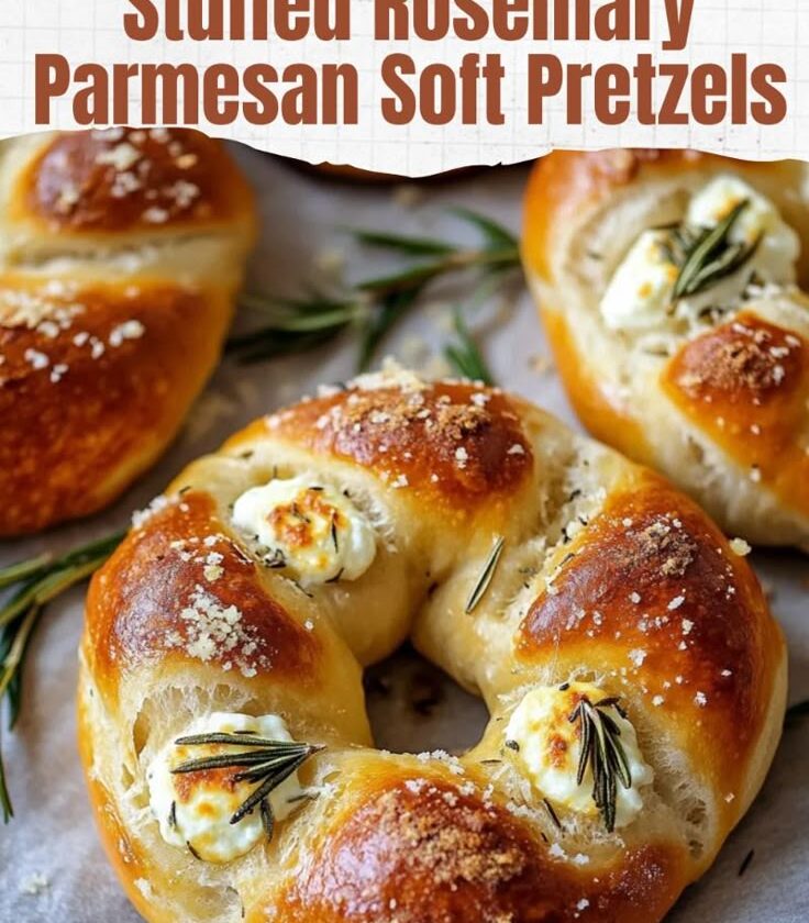 Irresistible Mozzarella Stuffed Rosemary Parmesan Soft Pretzels
