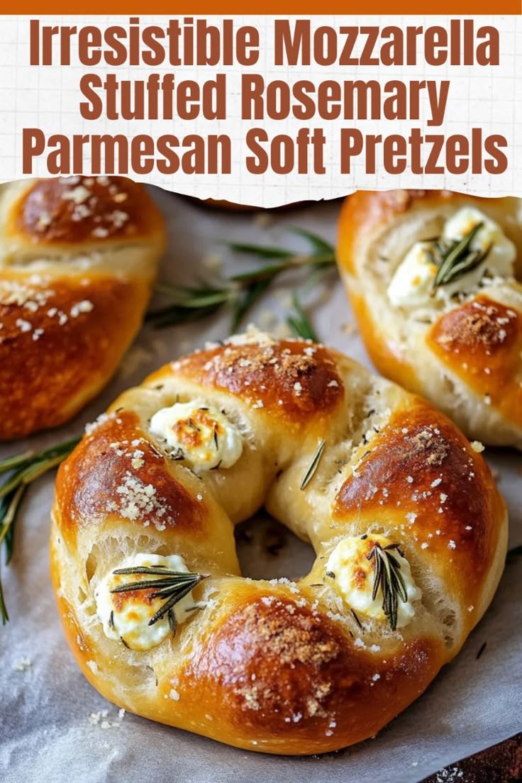 Irresistible Mozzarella Stuffed Rosemary Parmesan Soft Pretzels