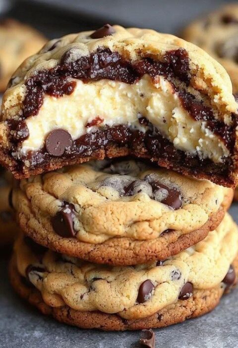 Chocolate Chip Cookies Stuffed with Cheesecake