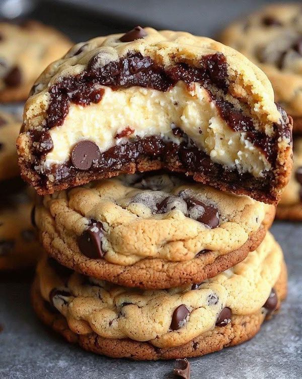 Chocolate Chip Cookies Stuffed with Cheesecake