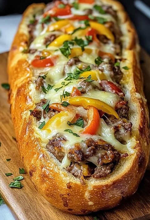 Cheesesteak-Stuffed Garlic Bread