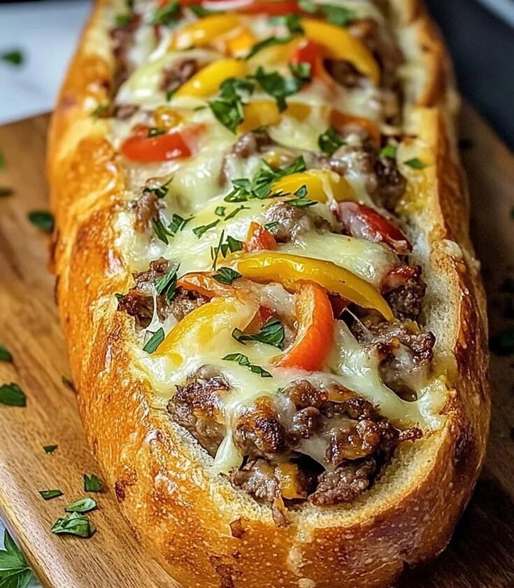 Cheesesteak-Stuffed Garlic Bread