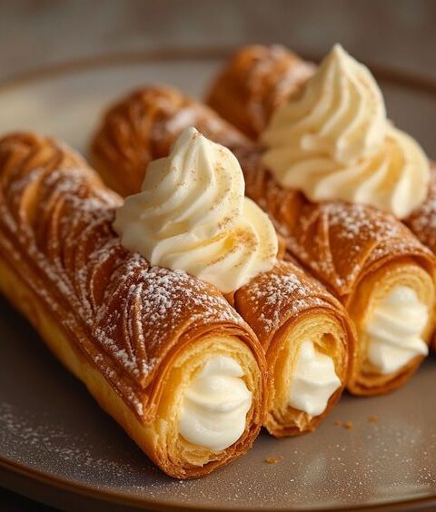 Puff Pastry Cones with Custard