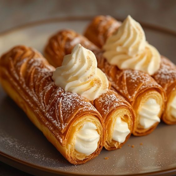 Puff Pastry Cones with Custard