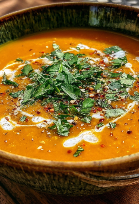 One Pot Creamy Carrot Lentil Soup