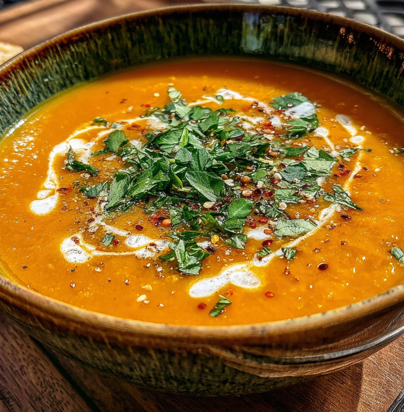 One Pot Creamy Carrot Lentil Soup