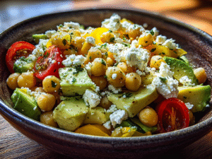 Chickpea Feta Avocado Salad