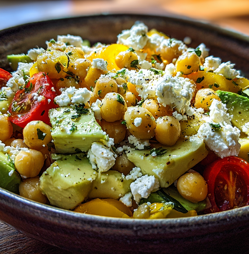 Chickpea Feta Avocado Salad