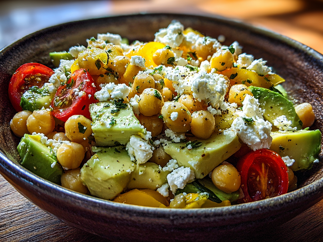 Chickpea Feta Avocado Salad