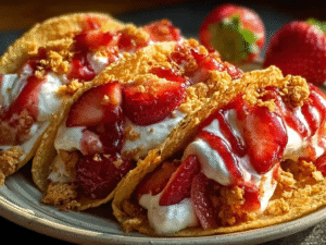 Strawberry Crunch Cheesecake Tacos