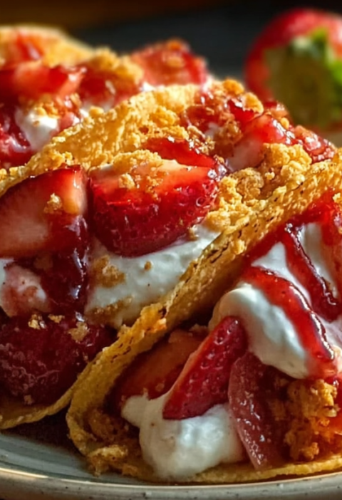 Strawberry Crunch Cheesecake Tacos