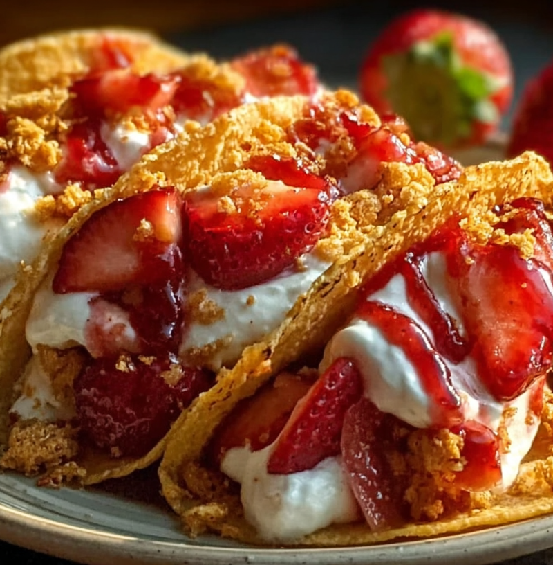 Strawberry Crunch Cheesecake Tacos