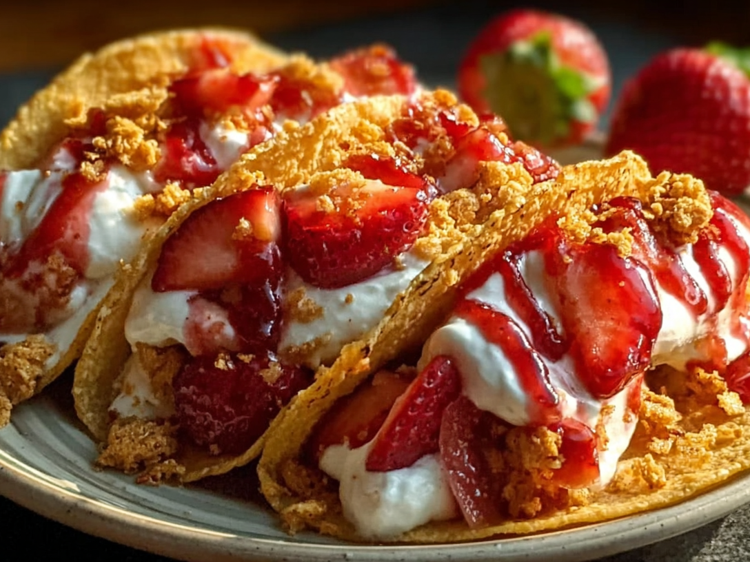 Strawberry Crunch Cheesecake Tacos