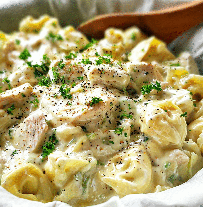 Crockpot Chicken Alfredo Tortellini