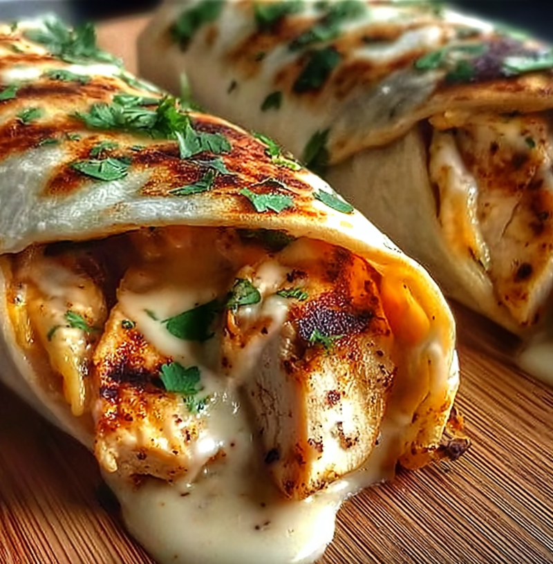 Cheesy Garlic Chicken Wraps