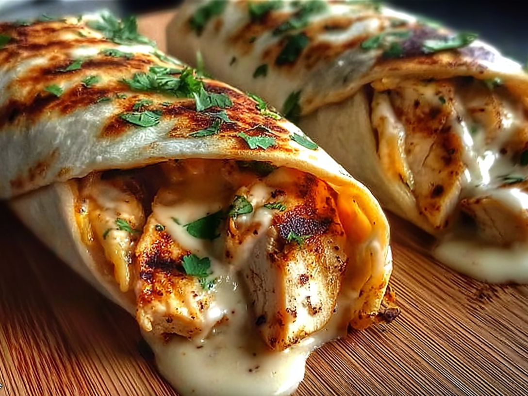 Cheesy Garlic Chicken Wraps