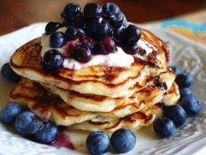 Greek Yogurt Pancakes with Blueberries