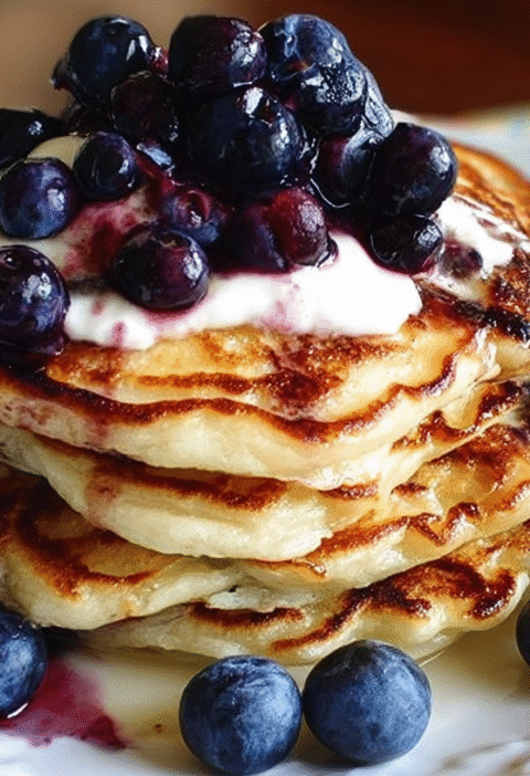 Greek Yogurt Pancakes with Blueberries