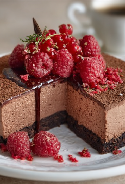 Dark Chocolate Raspberry Mousse Cake