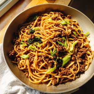 Mongolian Ground Beef Noodles