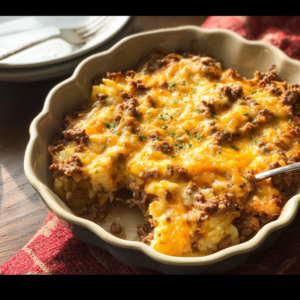 Cheesy Ground Beef & Potato Casserole