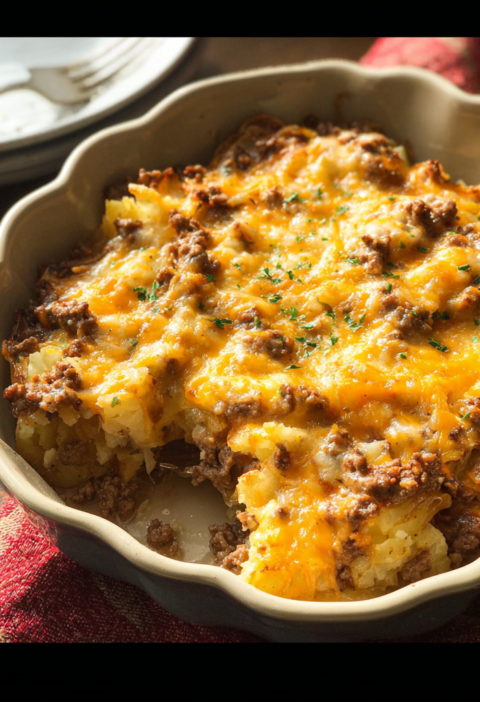 Cheesy Ground Beef & Potato Casserole