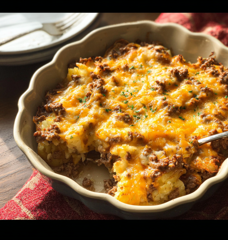 Cheesy Ground Beef & Potato Casserole